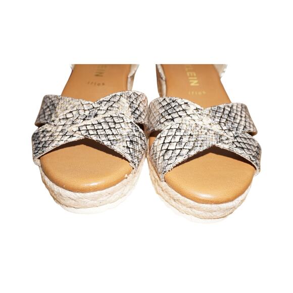 Anne Klein Flex Snake Print Espadrille Wedge Sandals Beige Gold Size 9.5M - Picture 3 of 11